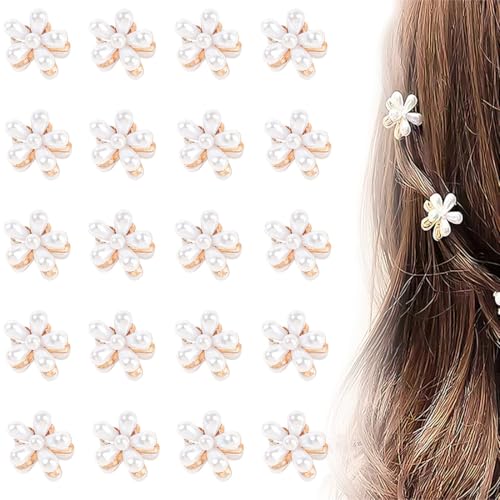 20 Stücke kleine Perlenhaar Kralle Clips für Frauen Mädchen, Mini Perle Blume Kralle Clips Haar Barretten Zubehör haarperlen zum klipsen lol hair beads haarperlen blumen haarklammer klein von SULIUDAJI