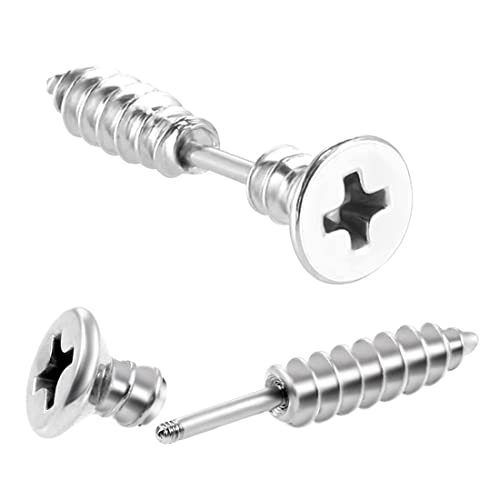 2pcs Frauen Männer Punk Edelstahl Schraube Ohrstecker Ohrringe Schmuck Silber von SULIUDAJI