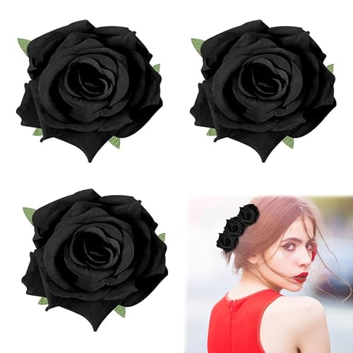3 DIY Blumen-Haarspangen-Korsagen Rosen-Pin-Brosche Große Boutonniere-Haarspangen Schmuck Ballett-Tanz-Kopfbedeckung Stoffschleife Haarnadel-Kopfbedeckung Outfits Party Hochzeit Event von SULIUDAJI