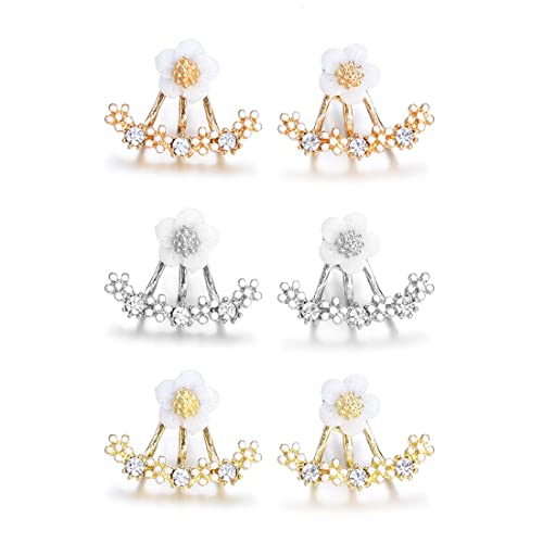 3 Stück Mode Blumen Design 925 Sterling Silber Damen Ohrstecker Schmuck Geschenk Anti-allergisch Gold Silber Roségold von SULIUDAJI