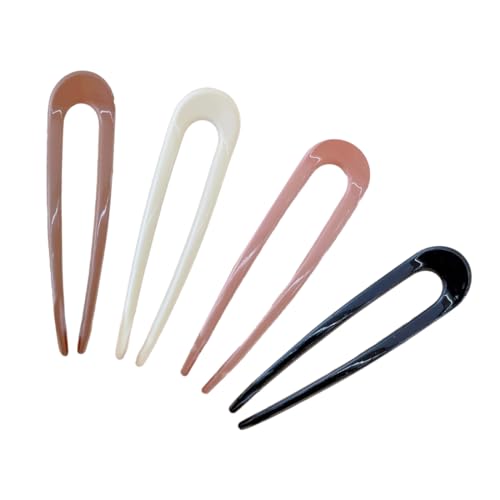 4 Stück U-förmige Haarnadeln Haarnadel-Stick French Style U-förmige Haarspangen U-förmige Kopfschmuck Haarnadeln Gabel für Frauen Mädchen, Haarstyling-Zubehör von SULIUDAJI