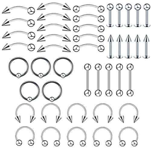 40 Stück Piercing Helix Piercing Chirurgenstahl Knorpel Ohr Piercing Ohrstecker Ohrring Barbell Piercing Schmuck Damen Männer von SULIUDAJI