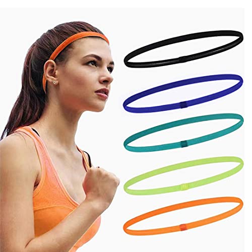 5 Stück Haarband Mädchen Sport Stirnband Dünn Kinder Elastische rutschfeste Stirnbänder Sport Haarband Silikon für Kinder Damen Frauen Mädchen von SULIUDAJI