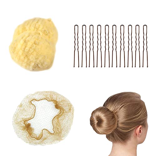 50 Stück Unsichtbares Haarnetz, elastisches Netz, Seitenbänder, 10 Stück, Haarspange, tanzendes Chignon-Mesh-Set, unsichtbares Chignon-Netz für Frauen von SULIUDAJI