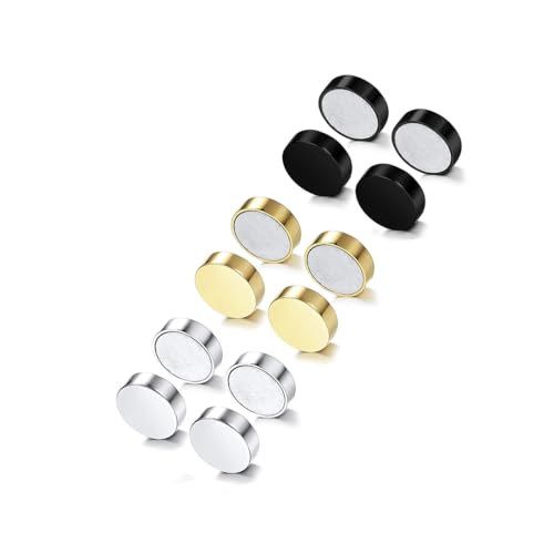 6 Paar Magnet Clips Nicht Piercing Ohrringe Modeschmuck Ohrstecker Creolen Ohrstecker stilvolle Ohrringe hypoallergen Set für Frauen Mädchen von SULIUDAJI