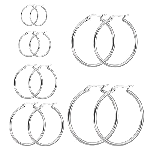 SULIUDAJI 6 Paare Edelstahl Ring Ohrringe Set Ohr Hoop Rund Ohr Ringe Set 6 Größen von SULIUDAJI