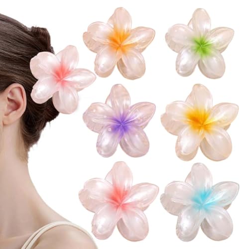 6 Stück Haarklammer Blume, Flower Hair Claw Clips, Große Blumenförmige Krallenklammern,Niedliche Acryl Haarklammern für Damen, Flower Hair Clip für Dickes Haar, Rutschfest Blumen Haarklammern von SULIUDAJI