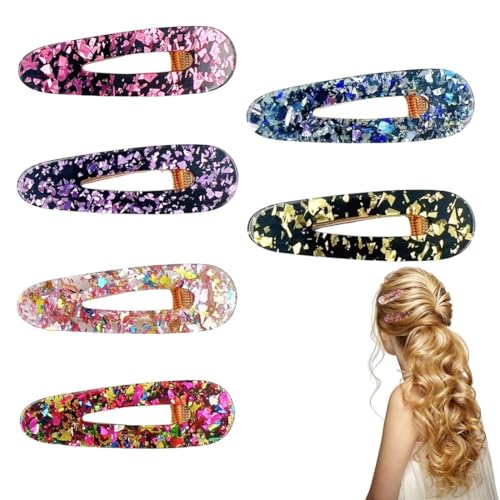 6 Stück No Bend Haarspangen,No Crease Hair Pin Curl Clips Make Up Clips Nahtlose Haarspange für Haarstyling Make Up,Keine Biegung Haarspangen Damen,Acrylharz Flache Haarklammern von SULIUDAJI