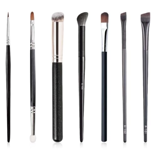 SULIUDAJI 7-teiliges Eyeliner Pinsel Set, Abgewinkelter Dünn, Synthetik, Weich, Holz, Gel, Creme, Augen-Make-up-Pinsel-Set, White and Black von SULIUDAJI