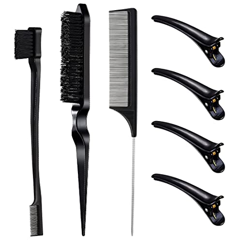 7 Stücke Haarkamm Bürsten Set Doppelkanten Bürste Kamm Borsten Haarbürste styling bürste Pflege Kanten Bürste Kämme Robuster Rattenschwanz Kamm mit Haarspangen für Friseurin Männer Frauen von SULIUDAJI