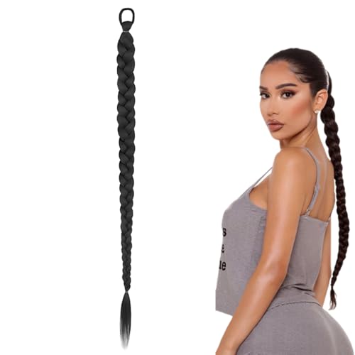 Braid Extensions Pferdeschwanz Verlängerung mit Haargummi Lange Geflochtener Ponytail Verlängerung Aschblond Natürliches Haarverlängerung Synthetisches Zopf Haarteil für Damen von SULIUDAJI