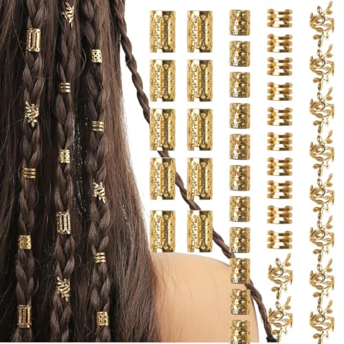 Dreadlocks Schmuck,40 Stück Haarschmuck für Zöpfe,Verstellbar Metall Cuffs, Loc Schmuck für Haar, Haarspiralen Clips Haarschmuck für Dreadlocks für Männer Frauen Mädchen und Jungen Zöpfe (A(40PCS)) von SULIUDAJI