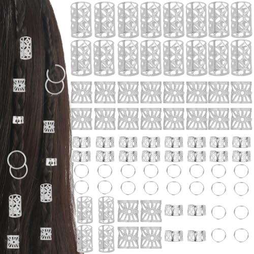 Dreadlocks Schmuck,40 Stück Haarschmuck für Zöpfe,Verstellbar Metall Cuffs, Loc Schmuck für Haar, Haarspiralen Clips Haarschmuck für Dreadlocks für Männer Frauen Mädchen und Jungen Zöpfe (C(80PCS)) von SULIUDAJI