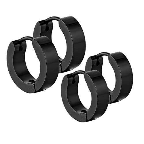 Edelstahl kleine Creolen für Herren Damen schwarz einzigartige Ohr Piercing 2 Paare Ohrringe von SULIUDAJI