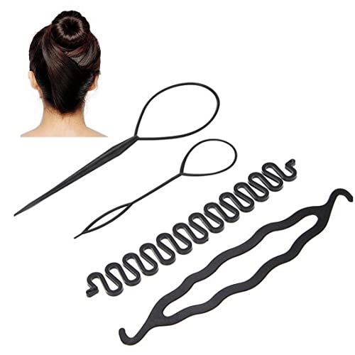 Haar Topsy Tail Topsy Tail Topsy Tail für Haare Topsy Tail Tool DIY Haar Styling Zubehör Tools Haare Frisuren Set Magic Einfache Fast Spiral Braid Flechten Haar Styling Set für Frauen Mädchen von SULIUDAJI