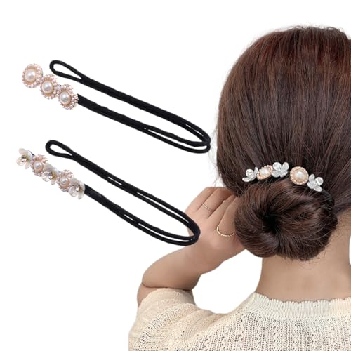 Magischer Dutt – 2er-Pack Perlenblumen-Dutt-Maker, Damen-Donut-Dutt-Maker, Haarspangen, Dutt-Maker für Kinder, Mädchen, Frauen von SULIUDAJI