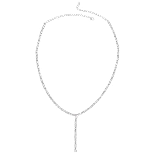 SULIUDAJI 1 Stück Boho Kristall Choker Halskette Silber Strass Anhänger Halskette Kristall Y Lariat Halsketten Tennis Kette Halskette Schmuck Für Frauen Und Mädchen von SULIUDAJI