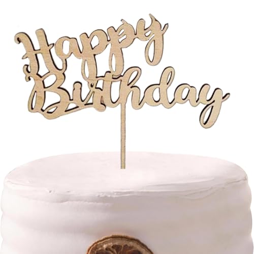 SULIUDAJI 1 Stück Happy Birthday Tortendeko Aus Holz Happy Birthday Cake Topper Geburtstag Kuchendeko Geburtstag Für Mädchen Jungen Frauen Mann Größe 15X15Cm von SULIUDAJI
