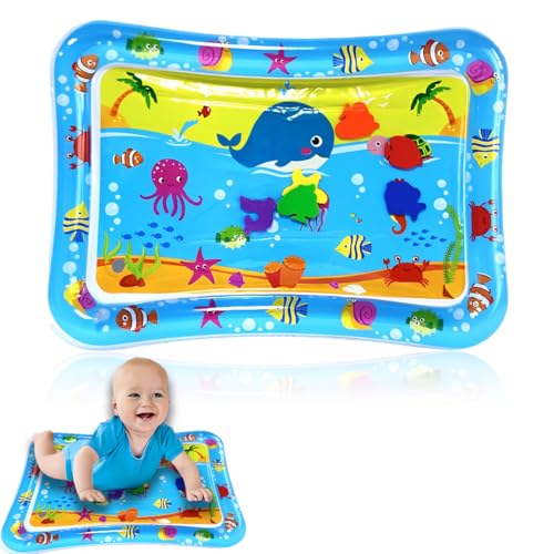 SULIUDAJI 1 Stück Wassermatte Baby BPA Frei,Wasserspielmatte Aqua Matte Wasser Baby,Aufblasbares Bauchzeit Babymatte Spielzeug Babyspielzeug Bauchlage Spielmatte befüllbar Matt,70x50cm von SULIUDAJI