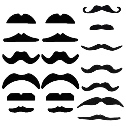 SULIUDAJI 19 Stück Schnurrbart Zum Ankleben Fake Bart Kinder Falscher Fasching Klebe Schnauzer 80Er Karneval Bärte Kleben Brusthaartoupet Oberlippenbart Kostüm Schnurbart Für Klebebart Erwachsene von SULIUDAJI
