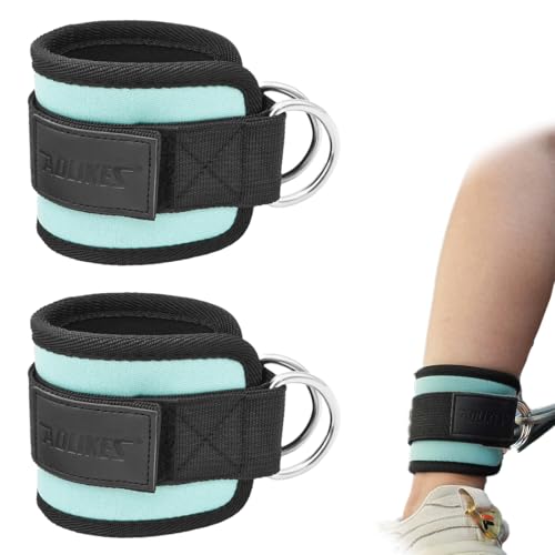 SULIUDAJI 2 Stück Fußschlaufe Kabelzug Fußschlaufen Für Fitness Training Am Kabelzug Ankle Straps Für Frauen Und Männer Cyanfarben von SULIUDAJI