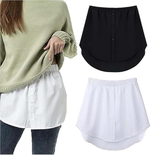 SULIUDAJI 2 Stück Women's Mini Underskirt Shirt Extensions Lower Skirt Sweep Shirt Extension Skirt with Buttons,Mini Skirt Shirt Extenders Damen Unterrock Hemd Verlängerung Rock,Unterrock Damen von SULIUDAJI