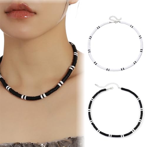 SULIUDAJI 2 Stücke Muschelkette, Surferkette Herren, Shell Halskette Edelstahl Zutreffend Muschelkette Harren Herren Surferkette, Getäfelte Holzperlen Halskette, Einzigartige Stil Halsketten von SULIUDAJI