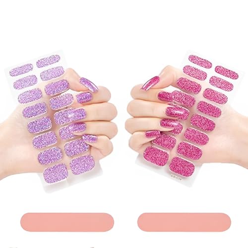 SULIUDAJI 32 Stück Nagelfolie Einfarbig Gel Nagelfolien, Uv Nagelfolie, Im Lieferumfang Sind Zwei Nagelfeilen Enthalten, Selbstklebend Nail Sticker Uv Härtend Dekoration Nageldesign Zubehör von SULIUDAJI