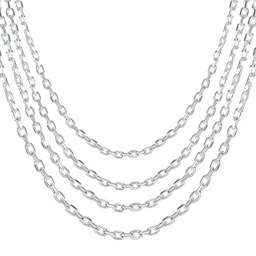 SULIUDAJI 4 Stück Zwillings Ankerkette silber 925 - Halskette Damen Herren 2mm Silber Kette in 45 50 60 70 von SULIUDAJI