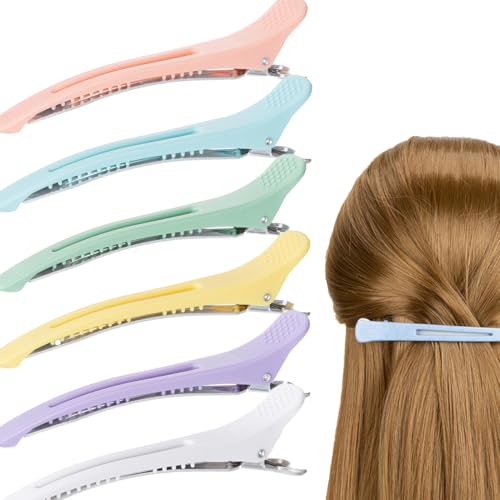 SULIUDAJI 6 Haarklammern, Haarclips Zum Stylen Und Schneiden, Abteilklammern Friseur Hair Clips Damen, No Trace Haarklammer Mit Silikonband, Haarklammern Friseurbedarf Für Dickes & Dünnes Haar- Morand von SULIUDAJI