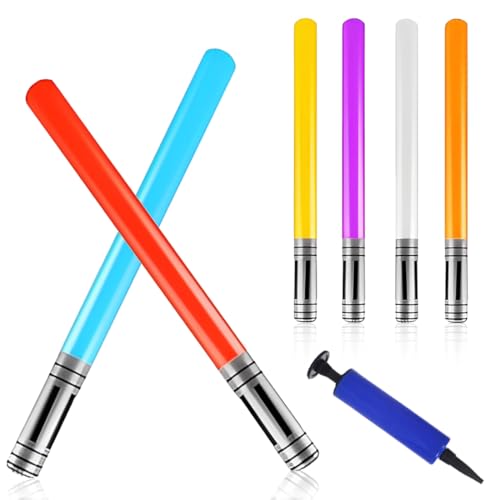 SULIUDAJI 6 Stück Aufblasbare Lichtschwerter Laserschwert Accessoire Für Kostüme Themen Party Und Kindergeburtstage 90 Cm Mit 1 Pumpe von SULIUDAJI