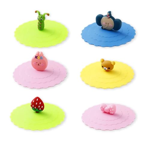 SULIUDAJI 6-teiliges Silikon-Deckel-Set für Trinkgläser, Glasabdeckung, Anti-Staub, Silikon Abdeckung Tasse, Auslaufsicherer Silikondeckel für Gläser, Kaffee, Bierbecher, Trinkgläser von SULIUDAJI