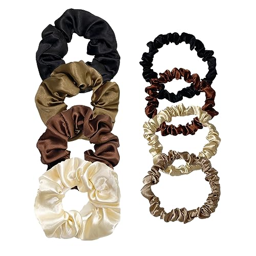 SULIUDAJI 8 Stück Haargummis Seide Scrunchies Satin Für Damen, Haargummi Weich Elastisch Silk,Für Damen Frauen Mädchen von SULIUDAJI