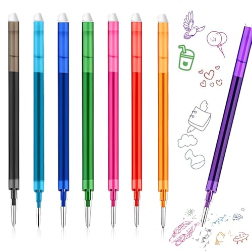 SULIUDAJI 8 Stücken Ersatzminen Cancellabili Ersatzmine 0,7mm,Kompatibel mit PIlot Frixion,Tintenroller Radierbar, thermosensitive Tinte, Radierbare Tintenrolle,Länger Schreiben,8 Farben von SULIUDAJI
