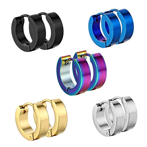 Fünf Paare Ohrringe Set Titan Edelstahl Männer und Frauen Hypoallergene Ohrringe Ohrringe Mode Schmuck Männer Ohrringe Runde Cool Runde Ohrringe Set von SULIUDAJI