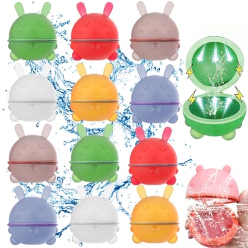 SULIUDAJI Magnetische Wasserbomben Wiederverwendbar 12 Stück Silikon Wasserbomben Selbstschließend Spritzbälle Sommer Wasserspielzeug Für Kinder Im Alter Von 3-12 Jahren von SULIUDAJI