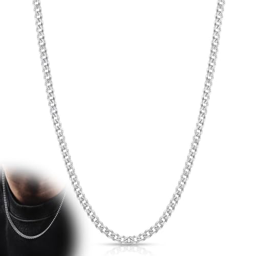 SULIUDAJI Men'S Women'S Curb Chain Necklace, 3.5 Mm Wide Stainless Steel Gold-Plated/Silver Cuban Chain, Gold Chain, Silver Chain, Hip-Hop Chain, Necklace, Length 46 Cm von SULIUDAJI