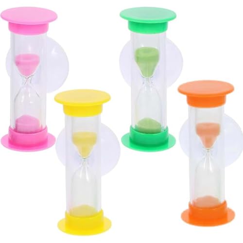 SULIUDAJI Pack of 4 Hourglass Timer 3 Minutes Children's Teeth Brushing Timer with Suction Cup Decoration Handmade Hourglass Children Teeth Brushing Timer von SULIUDAJI