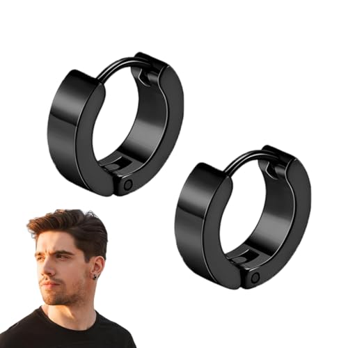 SULIUDAJI Stainless Steel Small Hoop Earrings For Men Women Black Unique Ear Piercing 1 Pair Huggie Earrings 4 Mm X 9 Mm, Black von SULIUDAJI