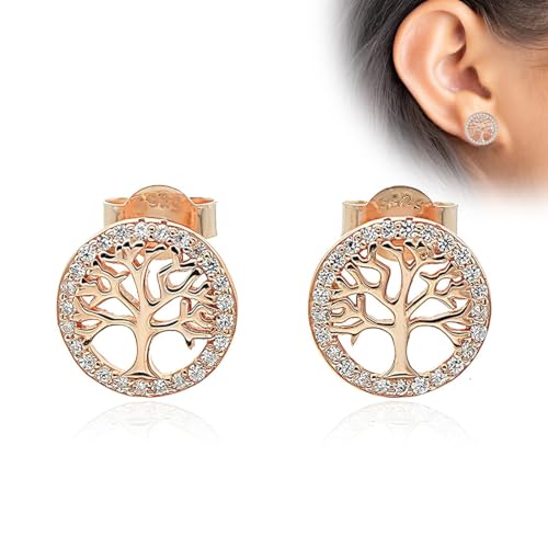 SULIUDAJI Tree Of Life Earrings Women'S Sterling Silver 925 Stud Earrings With Gift Box Gift For Her Wife Girlfriend Mum Valentine'S Day Christmas Mother'S Day Diameter 12 Mm von SULIUDAJI
