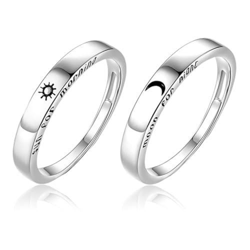 Zwei Paarringe, Damen- und Herrenringe, Verlobungspaarringe, Ehering-Set-Ringe, verstellbare offene Sonnen- und Mondringe von SULIUDAJI