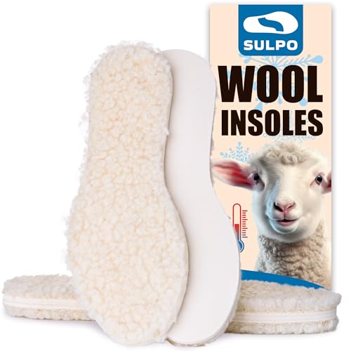 SULPO 2 Paare Winter-Einlagen Kinder - Natürliche Schafwolle oben, Latexschaum unten - Warm, robust, exzellente Stoßdämpfung - Thermo-Einlegesohlen für Herbst- & Winterschuhe von SULPO