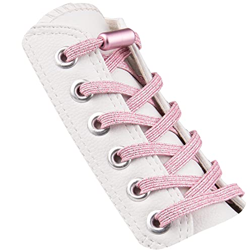 SULPO 2 Paare flache Schnürsenkel ohne Binden - Elastische Schnürsenkel mit Metallkapseln - Schnürsenkel Schnellverschluss - Gummi Schnürsenkel für Erwachsene & Kinder - Schuhbänder ohne Binden von SULPO