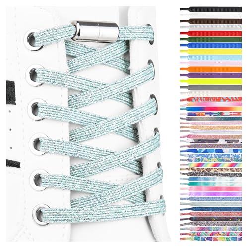 SULPO 2 Paare flache Schnürsenkel ohne Binden - Elastische Schnürsenkel mit Metallkapseln - Schnürsenkel Schnellverschluss - Gummi Schnürsenkel für Erwachsene & Kinder - Schuhbänder ohne Binden von SULPO