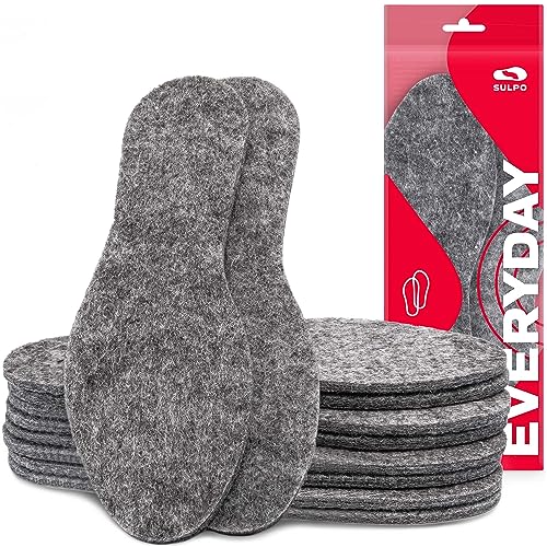 SULPO 5 Paare Filz Einlegesohlen Herren und Damen - Winter Schuhsohlen - Isolierende Einlegesohlen - Extra dicke warm Filzsohlen für Schuhe - Wintereinlage Schuhe - Größe 36-46 von SULPO