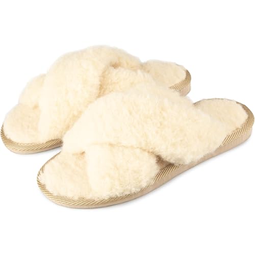 SULPO Lammfell Hausschuhe Damen - Winter Pantoffeln - Kuschelig, Flauschig Slippers Women - Cosy Slides Damen - Warm Hausschlappen - rutschfest - echte Wolle Hausschuhe von SULPO