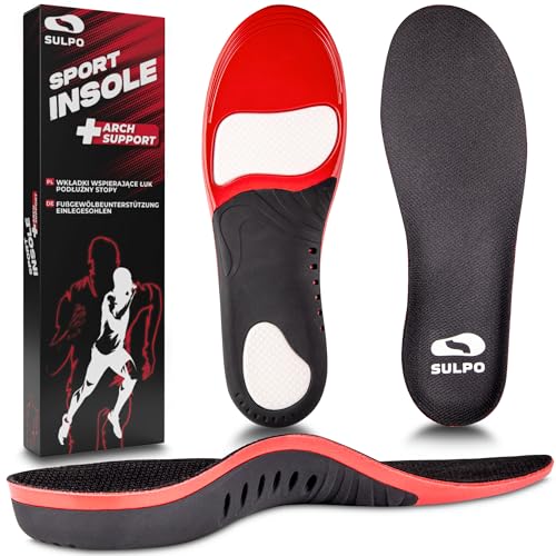 SULPO SPORT Orthopädische Einlegesohlen - Stoßdämpfende Einlegesohlen Herren und Damen für Plantarfasciitis, Fersensporn - Schuheinlagen Orthopädische mit Fußgewölbestütze - L / 44-46 EU von SULPO