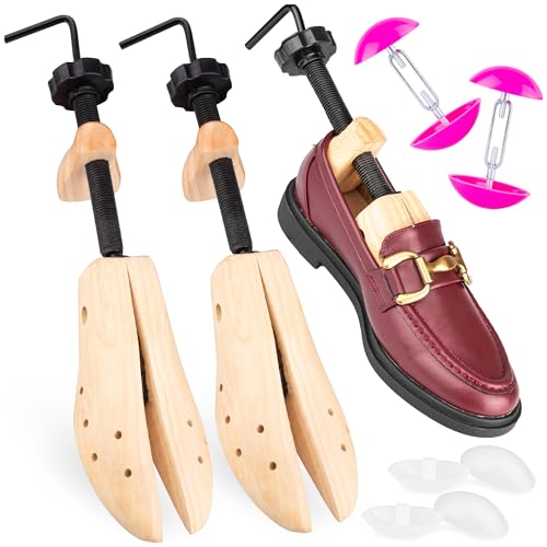 SULPO Schuhspanner Herren und Damen – Echtholz-Schuhdehner aus Kiefernholz mit verstellbarer Schraube, atmungsaktiv, leicht und tragbar, rosa Größen 34-36 von SULPO