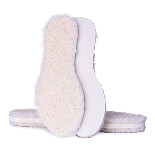 SULPO Winter-Einlagen - Natürliche Schafwolle oben, Latexschaum unten - Warm, robust, exzellente Stoßdämpfung - Thermo-Einlegesohlen für Herbst- & Winterschuhe - Größen: 36-46, 2 Paare von SULPO