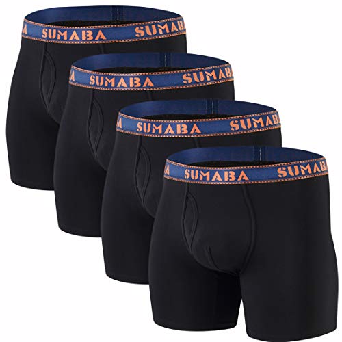 SUMABA Bambus Unterwäsche Herren Lange Bein Boxershorts für Männer M L XL XXL XXXL - Schwarz - XX-Large von SUMABA